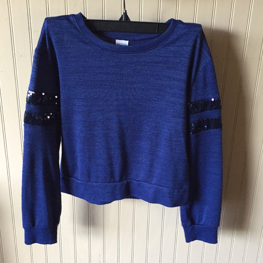 Arizona long sleeve shirt blue with black sequins on‎ arms size 7/8